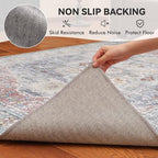 Pink Slate Blue Washable 5x7 Area Rugs for Living Room Rug Bedroom Rug-Carpet Vintage Traditional Dining Room Rugs Office Soft Comfortable Non Slip