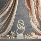 10" Modern Abstract Ribbon Decorative Sculpture, Knot Sculptures,Home Decor,Coffee Table Statues,Dining Living Room Desk Decor（White）