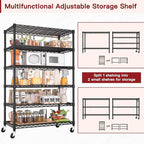 PrimeZone 6 Tier Wire Shelving with Wheels,Metal Shelf Heavy Duty Adjustable Kitchen Storage Shelves Unit, Pantry Organizer Rack Rolling for Garage Closet Laundry 36" W x 16" D x 79" H