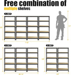 PrimeZone Storage Shelves, 27.5" W X 12" D X 59" H Adjustable Metal Heavy Duty Garage Shelving Unit, 5 Tier Industrial Standing Utility Rack Organizer for Warehouse, Pantry, Kitchen, Basement, Black