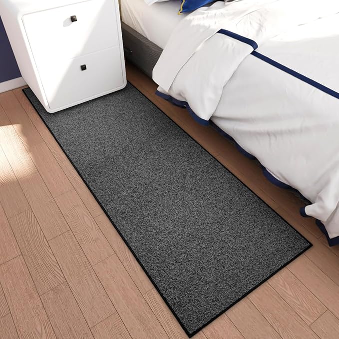 Runner Rug with Non Slip Rubber Backing, Washable Soft Floor Carpet for Kitchen, Hallway, Entryway Indoor, Bedroom, Laundry, Low Pile Area Rugs, Solid color with Pointillism style, 2*8 ft BLACK