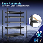 Adjustable Garage Storage Shelves, 48''W Garage Shelving Heavy Duty Loads 30000LBS, Metal Industrial Utility Shelf for Warehouse, Kitchen, Laundry Room,48" W x 24" D x 78" H,Black