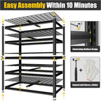 PrimeZone Heavy Duty Storage Shelves - 48" W X 18" D X 72" H Adjustable Garage Wire Shelving Unit, 5 Tier Industrial Metal Shelf Standing Utility Rack for Warehouse, Pantry, Basement, Black, 4 Pack