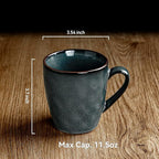 famiware Coffee Mugs Set of 4, Ocean Round 11.5oz Coffee Cup Set with Handle for Cocoa, Milk, Hot Chocolate, Tea or Water, Stoneware Cups for Kitchen, Microwave Dishwasher Safe, Deep Forest