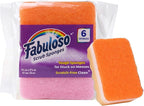 Fabuloso Sponges, Rainbow - Scratch-Free Scrubber for Dishes and Surfaces - Dishwashing Sponge for Bold and Bright Cleaning Experience, 6 Count
