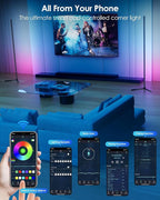 KFM Corner Floor Lamp, 65" Smart RGB LED Corner Lamp with App & Remote Control, 16M Colors,300+ Modes, Music Sync & Timer, Modern Mood Light for Living Room, Gaming Room & Bedroom (1)