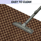 Custom Size Backed Non-Slip Area Rugs Runner, Easy Clean, Waterproof Runner Rugs for Hallway Entryway, Kitchen, Laundry, 4FT x 24FT, Brown Checkered