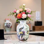 MTME Porcelain Figurines, Jingdezhen Decorative Flower vase, Melon Sr. Home Decor, Wedding Gifts, Aesthetic Sculpture Home décor (Peacock in Love)