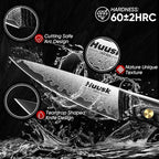 Huusk Damascus Paring Knife, 3 Inch Japanese VG10 Fruit Knives, Small Kitchen Knives for Precision Cutting, Full Tang Peeling Knives with Wooden Handle Coring, Trimming, Birthday Dad Mom Gift
