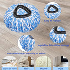 Microfiber Spin Mop Head Replacement 4 Pcs & 2 Chennile Mop Replace & 1 Scrub Brush & 1 Base Combo for Oceda RinseClean 2-Tank System,Mop Replacements Head,Machine Washable for Tub and Tile
