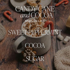 Sweet Water Decor Candy Cane and Cocoa Soy Candle - Hot Chocolate Peppermint Candle for Christmas Decor - Gold Foil Pattern 9oz Clear Jar, 40 Hour Burn Time, Made in The USA