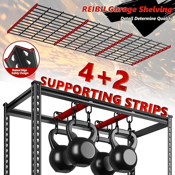 REIBII 48" W Garage Shelving 2800LBS Garage Storage Shelves Metal Shelves 5 Tier Adjustable Shelving Unit for Warehouse Basement Pantry 48.2" W X 17.8" D X 72.2" H