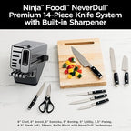 Ninja Knife Set, Knife Sharpener, Knife Block Set, Stainless Steel Knives, 14 Piece Set, Steak Knives, Chef Knives and More, Foodi NeverDull, Black, K32014