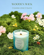 M&SENSE Sea & Cotton Scented Candle, Cracking Wooden Wick Soy Wax, 18oz 100 Hours Long Lasting Clean Burn, Large Summer Candles for Home Decor, Non-Toxic Relaxing Aromatherapy Gifts for Women