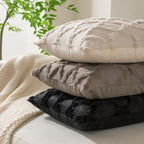 Set of 2 Soft Moroccan Throw Pillow Covers 16x16 Inch Plush Boho Decorative Pillow Cover Accent Cushion Case for Couch Sofa Bed, Deep Grey