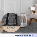 Custom Size Backed Non-Slip Area Rugs Runner, Easy Clean, Waterproof Runner Rugs for Hallway Entryway, Kitchen, Laundry, 2FT x 61FT, Gray Stripe