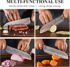 Sunnecko Chef Knife Sharp Santoku Knife 7 Inch, High Carbon Stainless Steel Chopping Knife Vegetables, Cooking Knife with Wood Handle, Gifts for Men and Women
