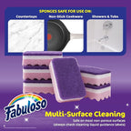 Fabuloso Sponges, Purple - Scratch-Free Scrubber for Dishes and Surfaces - Dishwashing Sponge for Bold and Bright Cleaning Experience, 6 Count