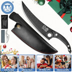 XYJ Authentic Since 1986, FULL TANG 10 Inch Boning Knife With Sheath, Stainless Steel Deboning Meat Cleaver for Meat Cutting, Vegetable Kitchen Knife for Outdoor Camping