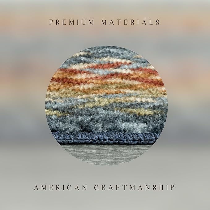 Maples Rugs Marion Bohemian Braided Design Print Area Rug – Made in USA – Low Pile, Non Slip Pet-Friendly Mat for Bedroom, Office, Living & Dining Room, 5' x 7', Multi-Color