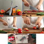 Damascus Steel Knife Set With Block - 3-Piece Kitchen Set Includes Chef, Santoku, Paring Knife - Stain & Rust Resistant