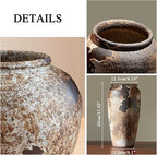 Smiletag Rustic Vase for Home Decor, Farmhouse Terracotta Vases, Stone Vases, Large Vases for Living Room Decor, Rustic Flower Vase Decoration for Living Room Tall Ceramic Vase