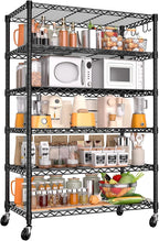 PrimeZone 6 Tier Wire Shelving with Wheels,Metal Shelf Heavy Duty Adjustable Kitchen Storage Shelves Unit,Pantry Organizer Rack Rolling for Garage Closet Laundry 36''W x 18''D x 78''H