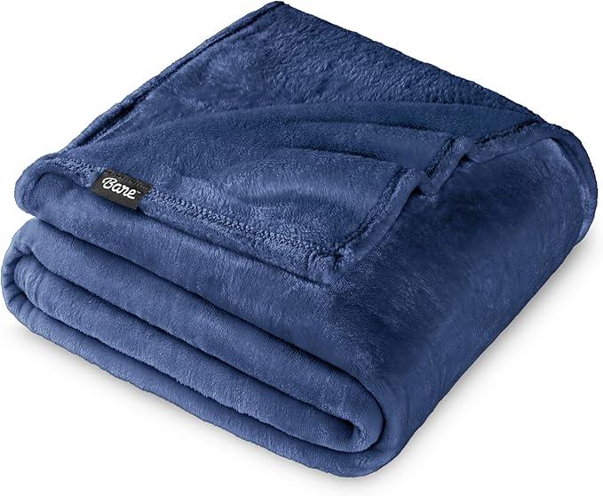 Bare Home Fleece Blanket - Throw Extra Long - Ultra-Soft Lightweight for Bed, Sofa, and Couch - Luxury Microplush - Cozy Warm Blanket (Throw XL, Dark Blue)