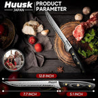 Huusk Damascus Boning Knife 8 inch, VG10 Brisket Trimming Knives for Meat Cutting, Flexible Fillet Knife, Butcher Knives, Kitchen Slicing Knives with Full Tang Handle, Birthday Dad Mom Gift