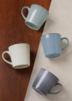 famiware Coffee Mug Set of 4, Annecy 14 oz Ceramic Reusable Cups Set with Handle, Microwavable and Dishwasherable Stoneware Drinkware Set for Tea, Milk, Water, Grey-blue