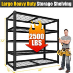 PrimeZone Heavy Duty Storage Shelves - 48" W X 18" D X 72" H Adjustable Garage Wire Shelving Unit, 5 Tier Industrial Metal Shelf Standing Utility Rack for Warehouse, Pantry, Basement, Black