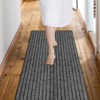 Custom Size Backed Non-Slip Area Rugs Runner, Easy Clean, Waterproof Runner Rugs for Hallway Entryway, Kitchen, Laundry, 3FT x 47FT, Gray Stripe