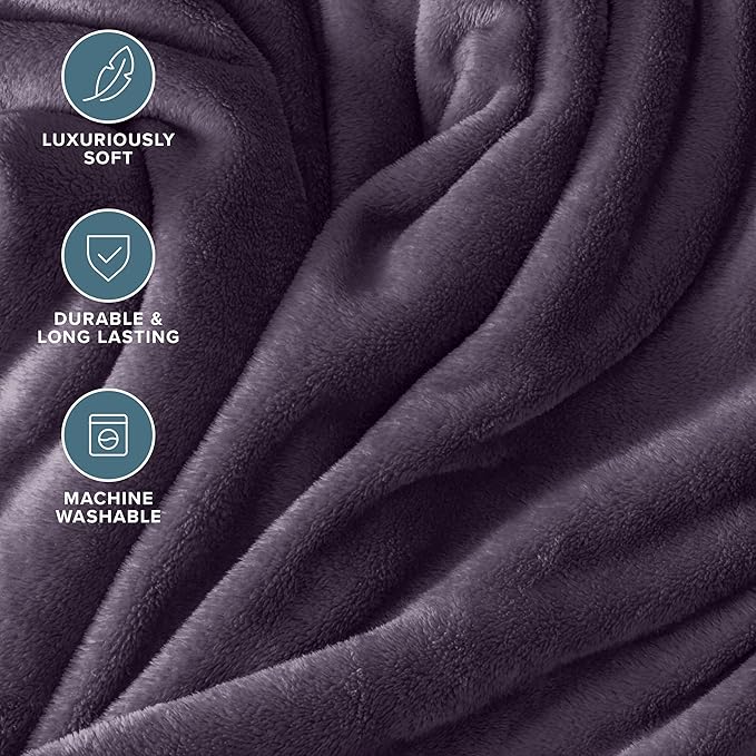 Bare Home Fleece Blanket - King Size - Ultra-Soft Lightweight for Bed, Sofa, and Couch - Luxury Microplush - Cozy Warm Blanket (King, Eggplant)