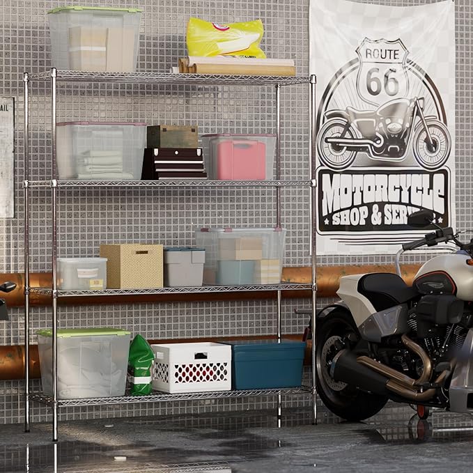 18" Deep x 60" Wide x 74" Height Wire Shelving Kit | 4-Tier | NSF Commercial Storage Rack Unit