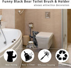 Toilet Brush Holder Set for Bathroom Super Cute Bear Base Solidly Toilet Bowl Brush and Holder Flexible and Durable Style Stylish Toilet Cleaner Brush Saving Storage Space Toilet Brushes for Bathroom