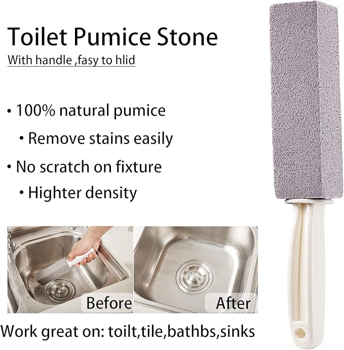 Honoson Pumice Stones for Cleaning with Handle Pumice Sticks for Removing Toilet Bowl Ring, Bath, Household, Kitchen(10 Packs)