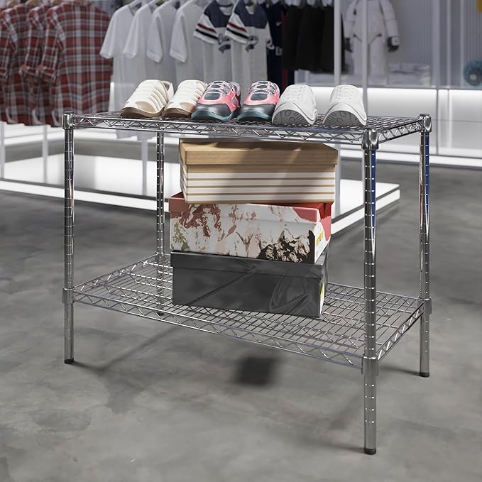 18" Deep x 36" Wide x 27" Height Wire Shelving Kit | 2-Tier | NSF Commercial Storage Rack Unit