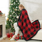 Cozy Bliss Luxury Sherpa Throw Blanket for Couch, Premium Reversible Buffalo Plaid Thick Throw, Warm Cozy Soft Blanket for Home and Gifts (Red/Black Buffalo Check, 50" x 60")