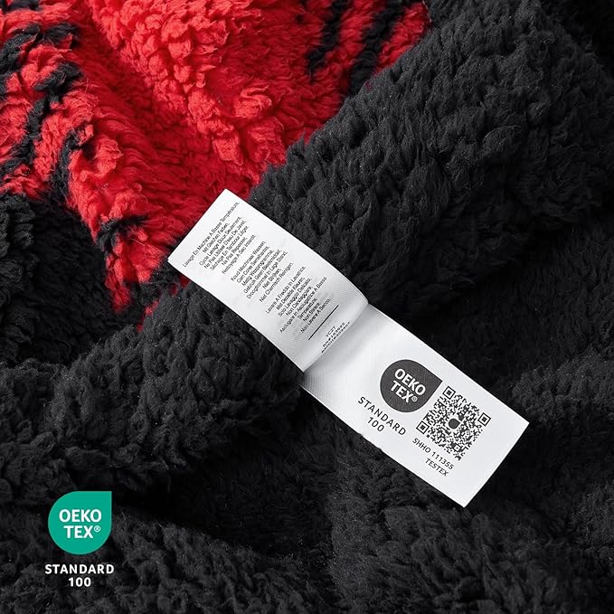 Cozy Bliss Luxury Sherpa Throw Blanket for Couch, Premium Reversible Buffalo Plaid Thick Throw, Warm Cozy Soft Blanket for Home and Gifts (Red/Black Buffalo Check, 50" x 60")