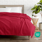 Bare Home Polar Fleece Blanket - King - Red - Warm & Cozy - Premium Fleece - Throw for Bed, Sofa, Camping, Travel and Cold Nights - Lightweight Blanket (King, Red)