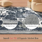 RUGSURE Washable Area Rugs - Perfect for Living Room, Bedroom, Kids Room, Nursery - Stain & Water Resistant Non-Slip, Pet & Child Friendly, Vintage Tribal Area Rugs (Grey, 6' x 9')