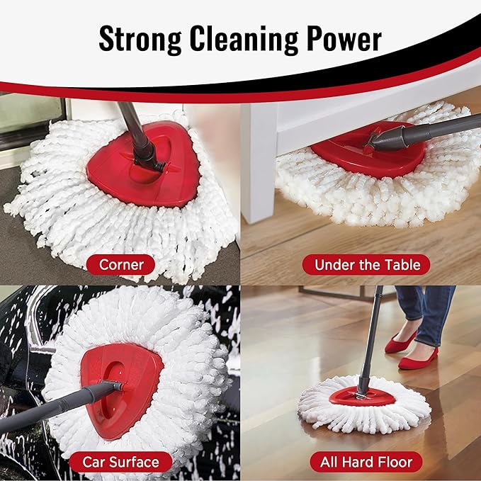 Mop Head Replacement - Spin Mop Replacement Head - Microfiber Easywring Mop Heads for O-Cedar, [6 Pack] Easy to Install and Easy-to-Replace, Machine Washable Mop Refill