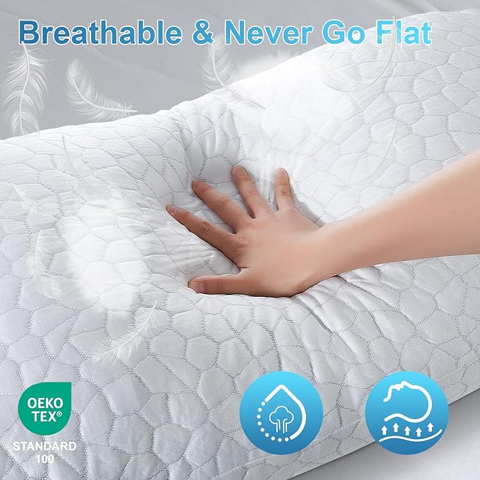 Shredded Memory Foam Pillows for Sleeping King Size Pillow, Cooling Gel Pillows for Hot Sleepers Cool Pillow for Side and Back Sleeper, Soft Yet Support Adjustable Bed Pillow, Gift for Women or Men