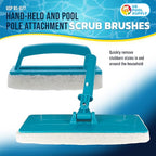 U.S. Pool Supply Hand-Held and Pool Pole Attachment Scrub Brushes - Surface Scrubbing Scouring Sponge Pads - Clean Pool Tile Grout Walls, Vinyl Liners, Spas, Remove Stains, Kitchen Bathroom Tub Shower