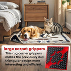 Rug Non Slip Grippers, Reusable Rug Tape Pads for Hardwood Floors and Tiles, Strong Carpet Gripper for Area Rugs, No Damaging for Floor, 8Pcs
