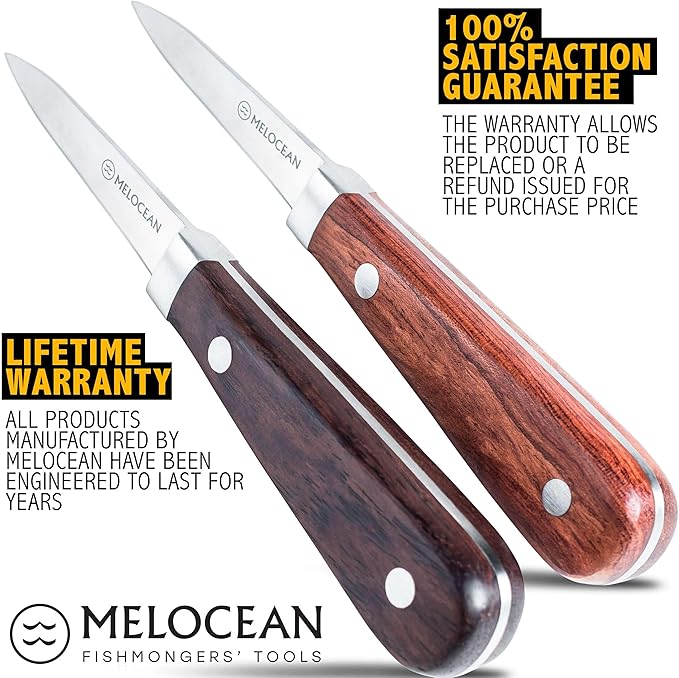 Oyster Shucking Knife Set of 2 - Professional Oyster Knife Shucker Clam Opener Kit in Lovely Box - Bonus Ebook and Brochure Included