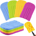 Zubebe 12 Pcs Duster Refill Reusable Fleece Duster Refills Feather Flat Dusters Multi Surface Washable Cleaning Pads Tools for Home, Blinds, Car, Pet, Furniture, Fans (Red,Yellow,Green,Blue)