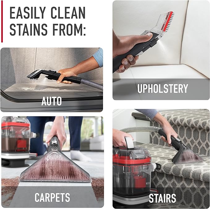 Hoover CleanSlate Plus Portable Carpet + Upholstery Spot Cleaner Machine, Powerful Suction with Versatile Tools, Pet Stain Remover, Car and Auto Detailer, Pair with Hoover Carpet Cleaner Solution