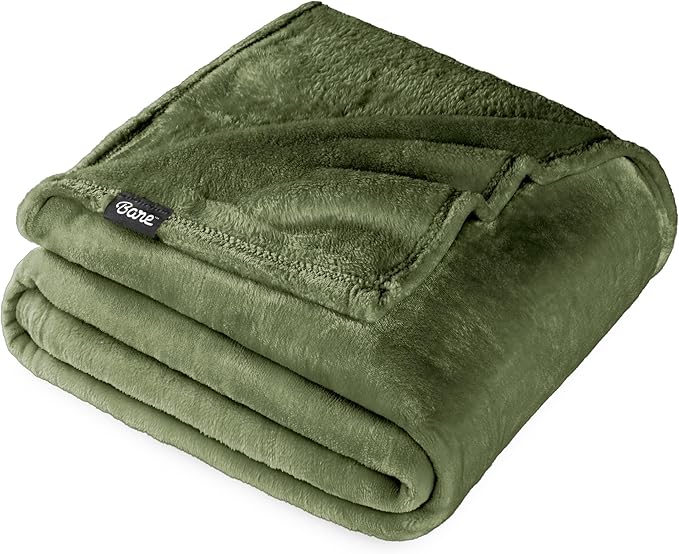 Bare Home Fleece Blanket - Throw/Travel - Ultra-Soft Lightweight for Bed, Sofa, and Couch - Luxury Microplush - Cozy Warm Blanket (Throw/Travel, Cypress)