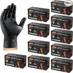 10 Mil Nitrile Disposable Gloves Heavy Duty Mechanic Gloves Raised Diamond Texture Thick (Black of 1000, Medium)
